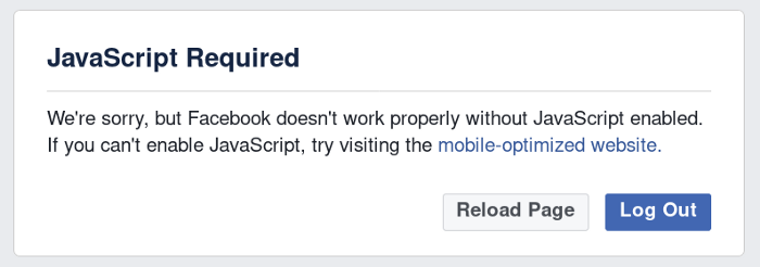 Facebook shows this when Js is disabled.