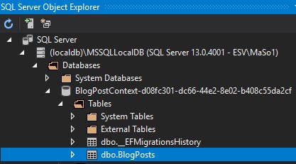 SQL Server Object Explorer view