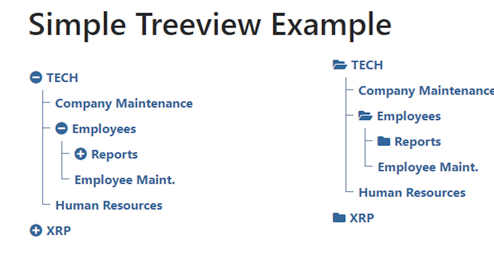 Example of treeview Menu Using bootstrap 4