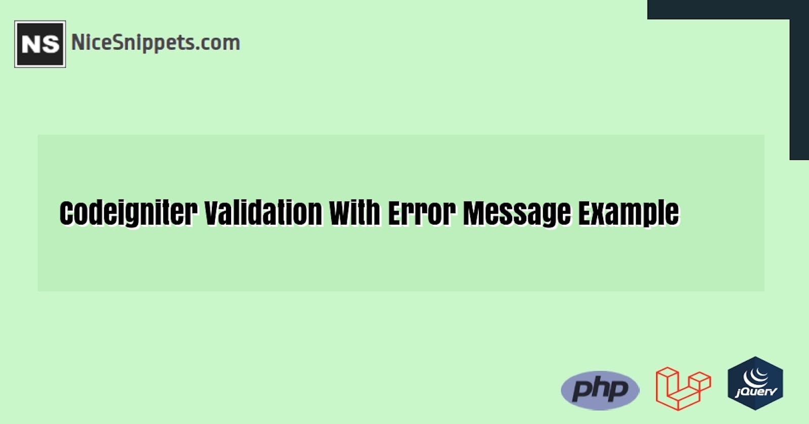 Codeigniter For Validation With Error Message