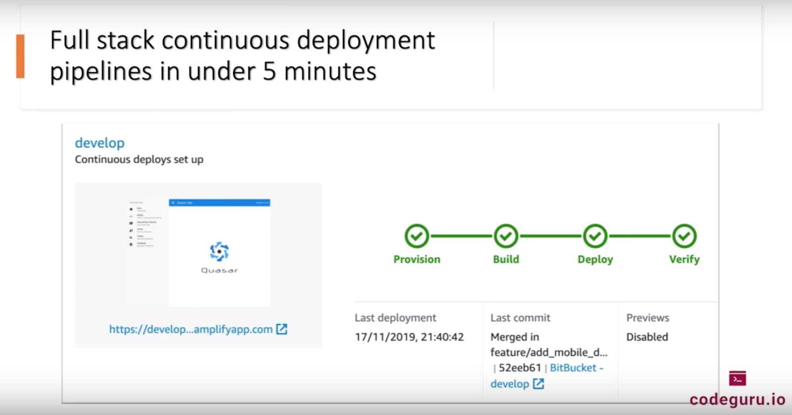 How to create continuous deployment pipeline for quasar app in under 5 minutes using aws-amplify