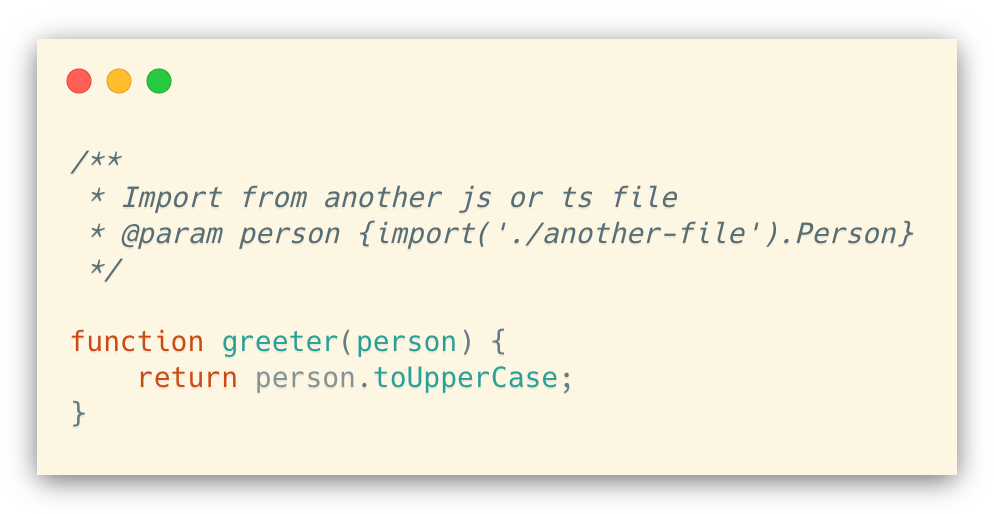 Importing types from a js/ts file (using annotation)