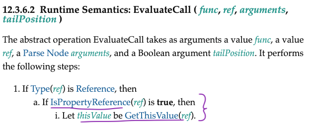 EvaluateCall- if IsPropertyReference, set this to base object