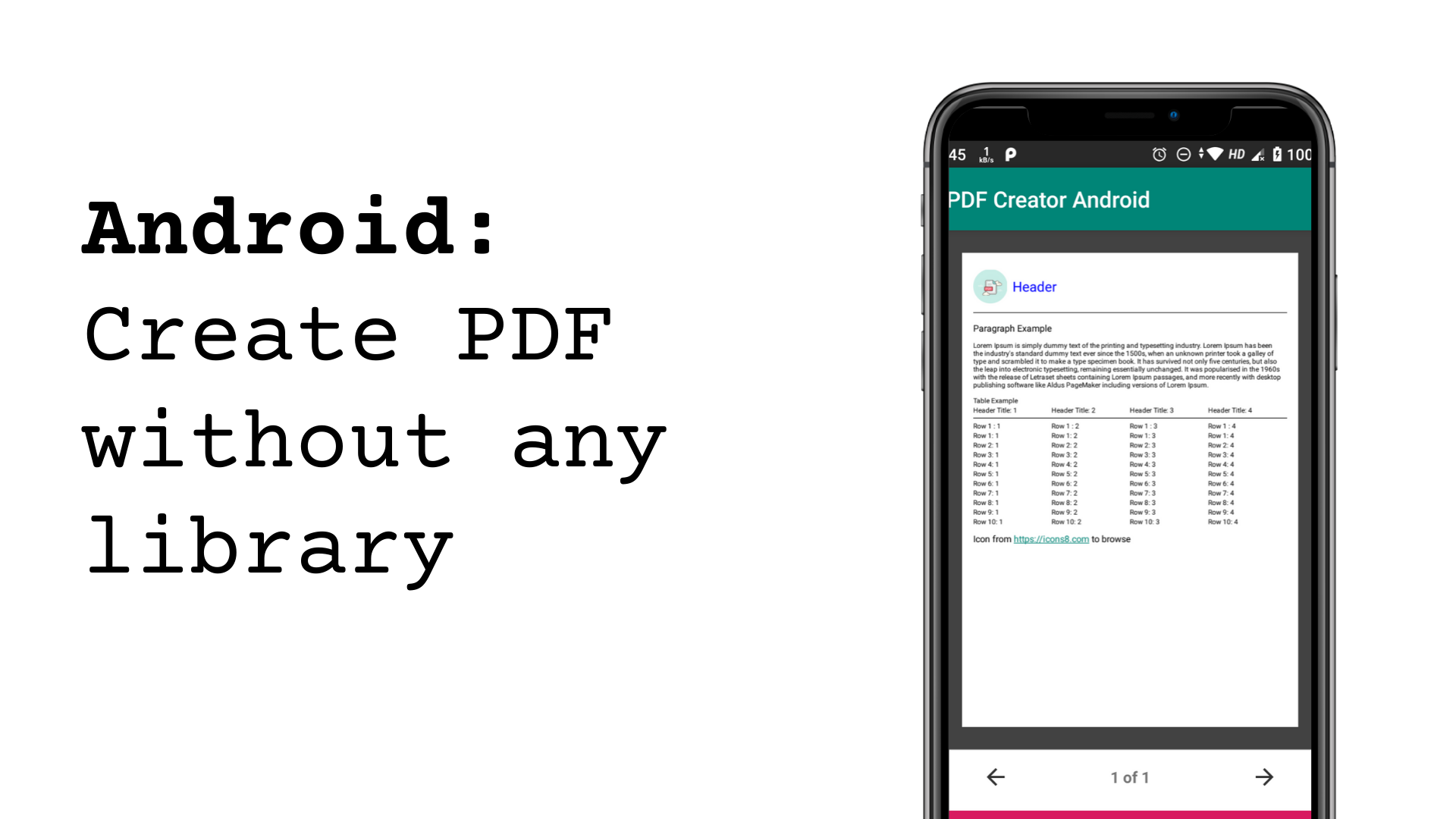 Android: Create PDF without any library