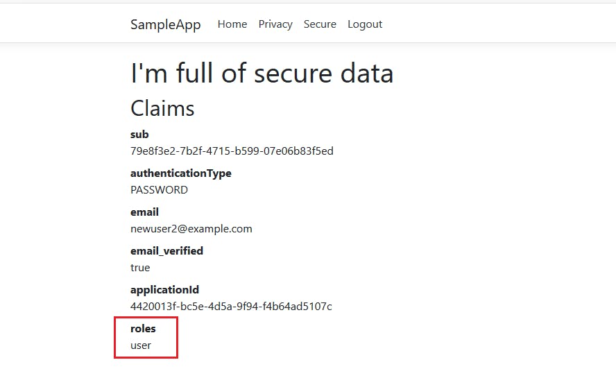 The secure page after a user has been associated with a role.