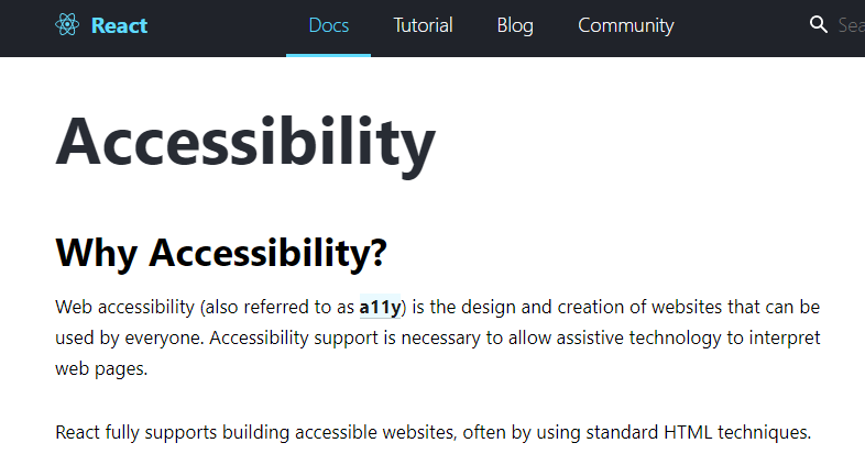  From - https://reactjs.org/docs/accessibility.html 