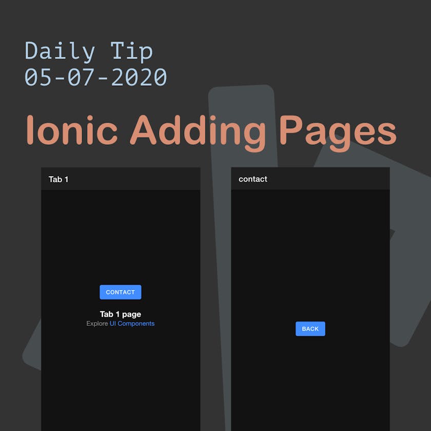 Ionic Adding Pages