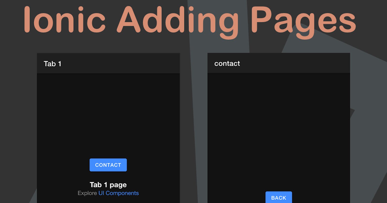 Ionic Adding Pages