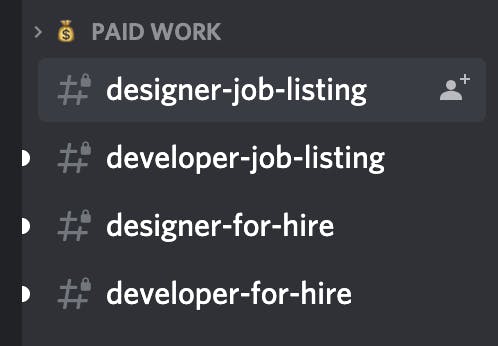 Devcord Discord channels for hiring and freelancing