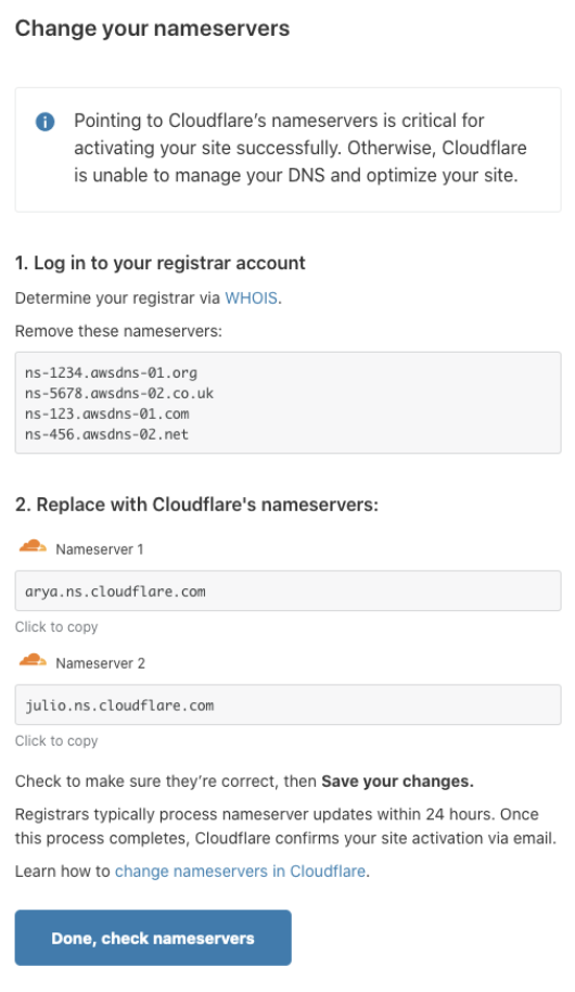 Cloudflare's nameservers