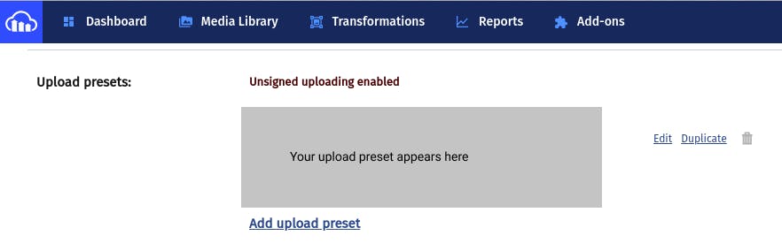 Image showing where you can get your upload presets