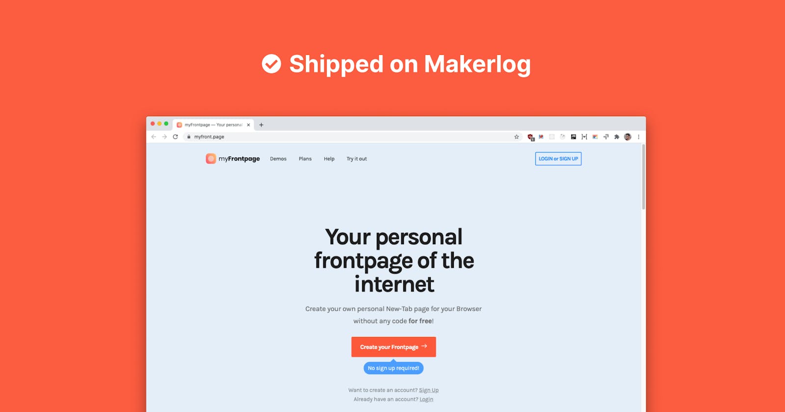 myFrontpage launch — Makerlog interview