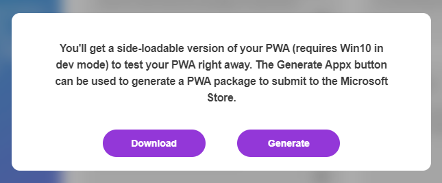 Test your PWA generated by PWABuilder on Windows 10.