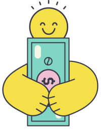 A person holding money and smiling