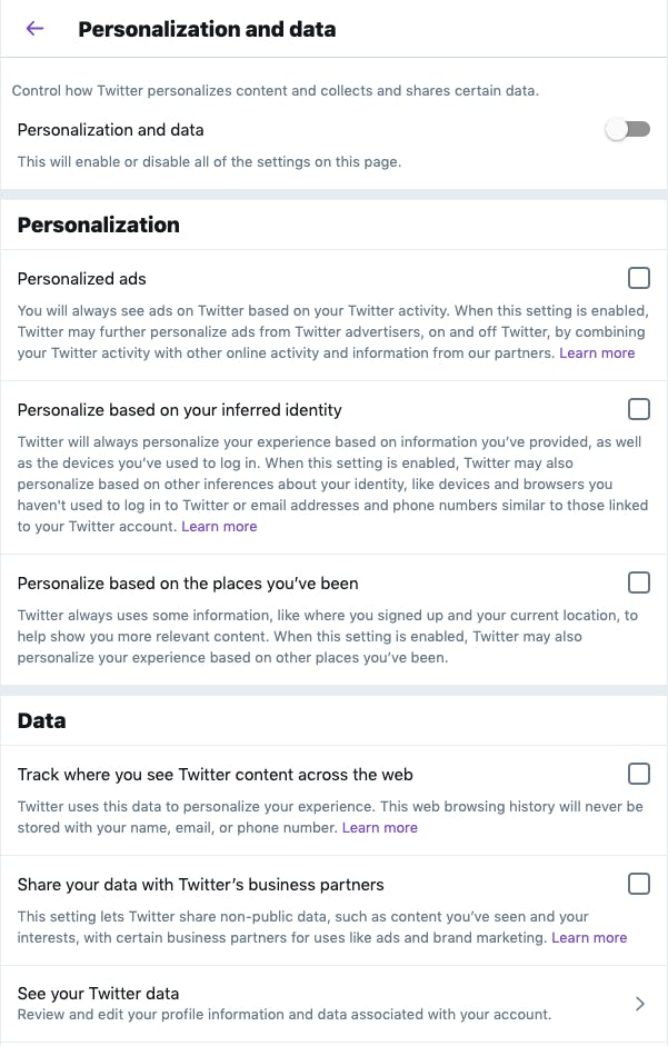 Twitter's privacy settings