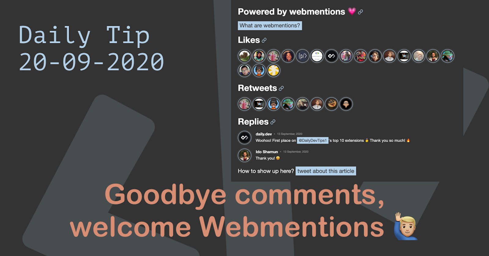 Goodbye comments, welcome Webmentions 🙋🏼‍♂️