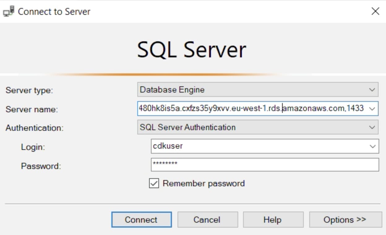 SQL connect to server
