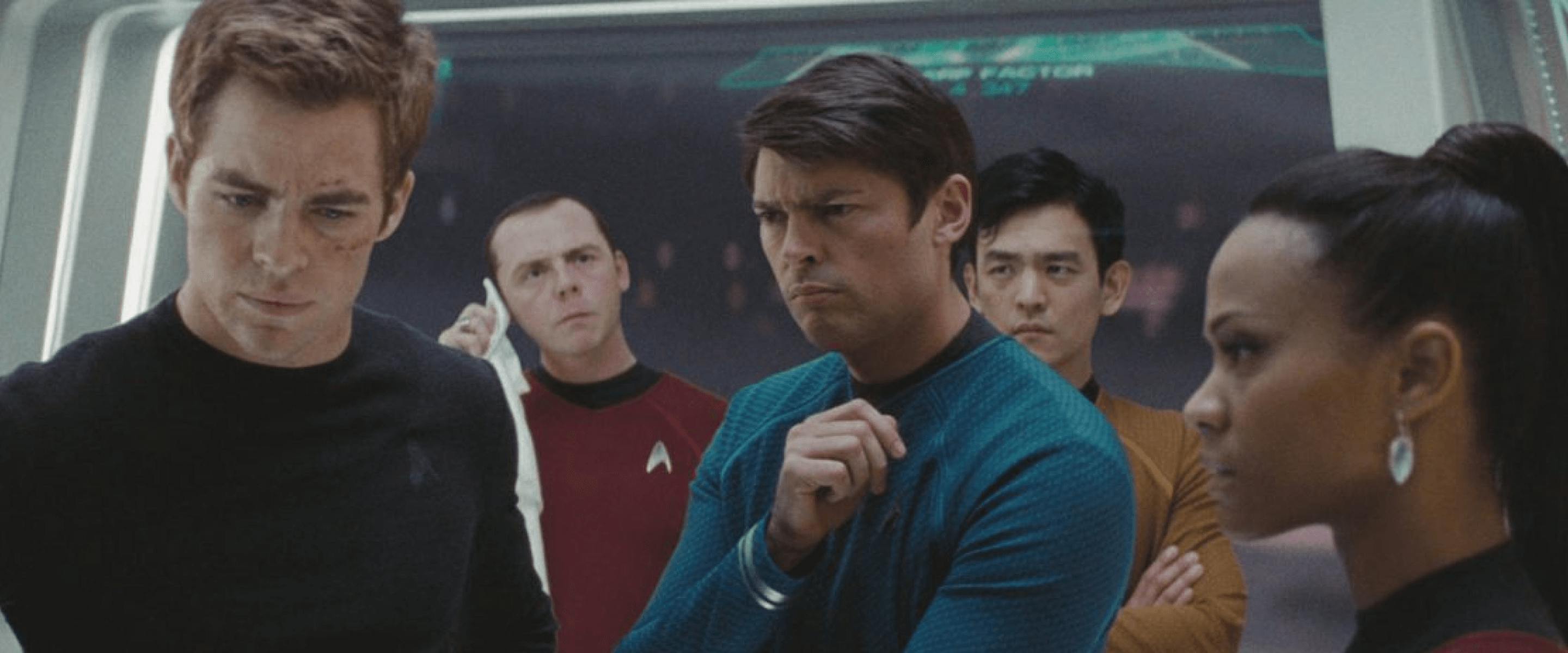 Shoot from Star Trek 2009 movie: Captain Kirk and his team are concerned and thinking about something