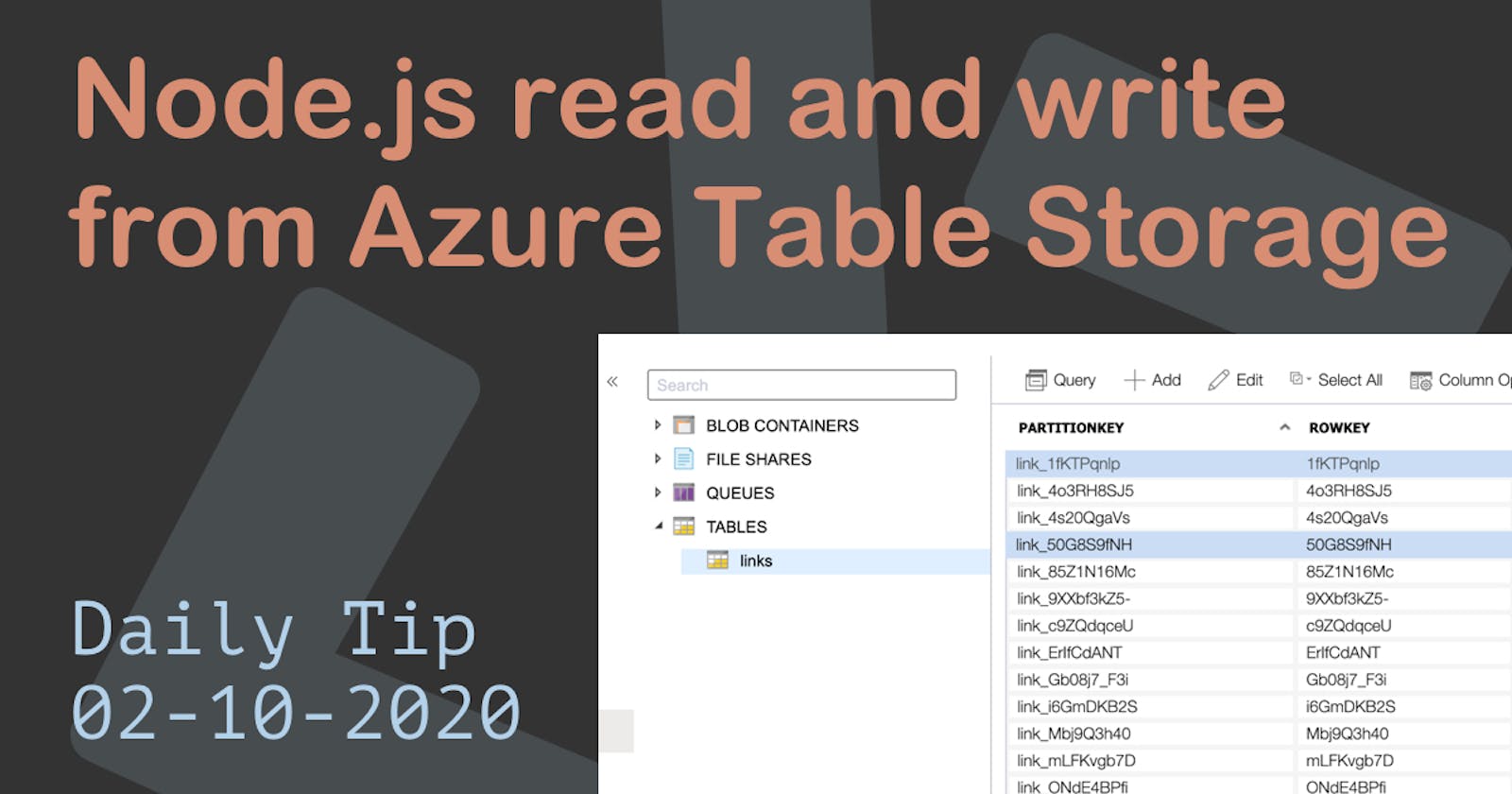 Node.js read and write from Azure Table Storage