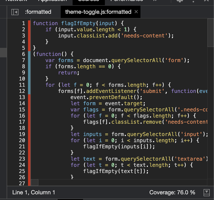 Code coverage JavaScript