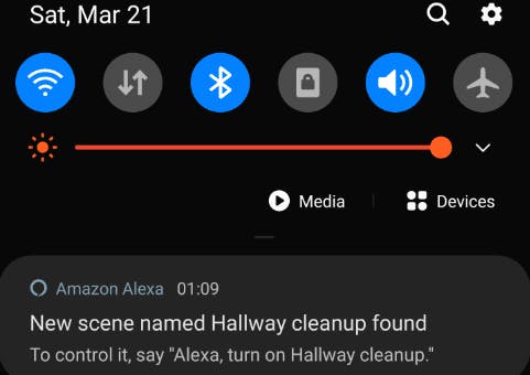Alexa notification for new scene