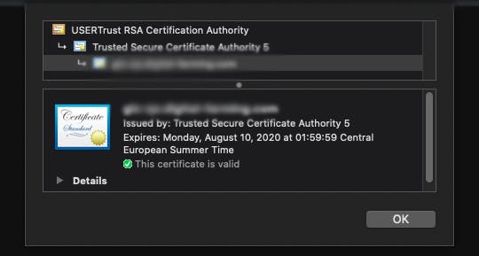 Chrome happily validates the certificate chain, recognizing the newer USERTrust Root Certificate