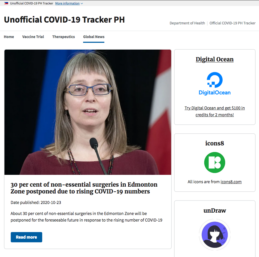 UI for the Global News Page