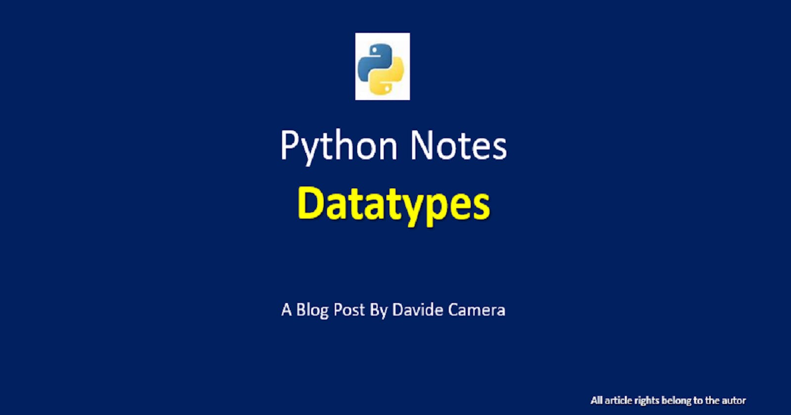 Python Notes [N°2] - Datatypes