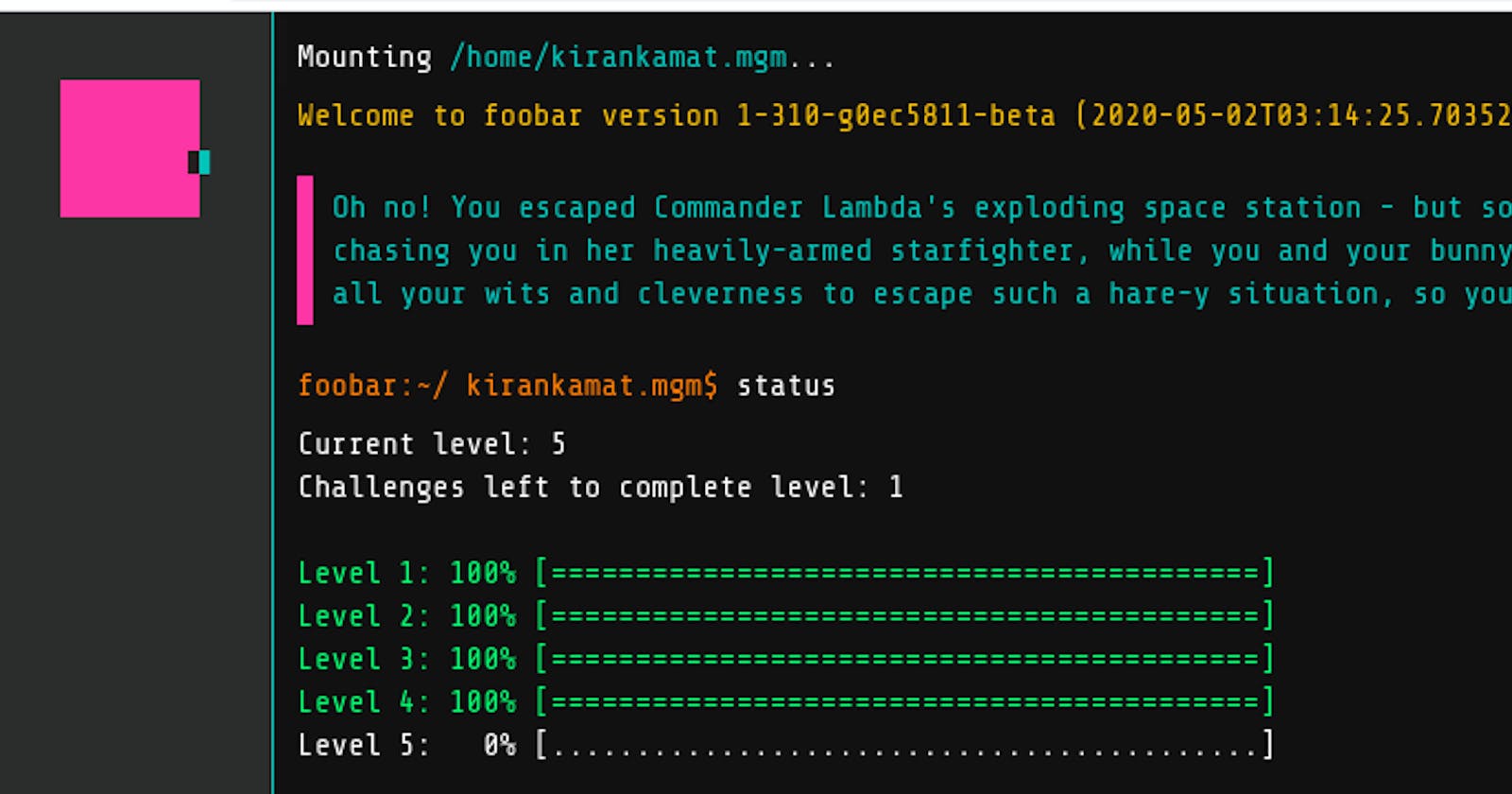 My experience of Google foobar challenge