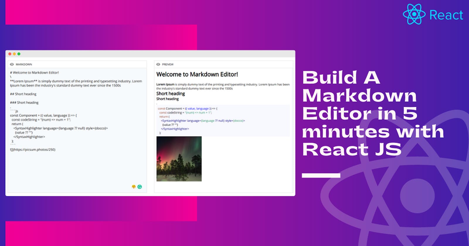 Lets Build Live Markdown Editor in 5 minutes with React JS. ⚡🚀