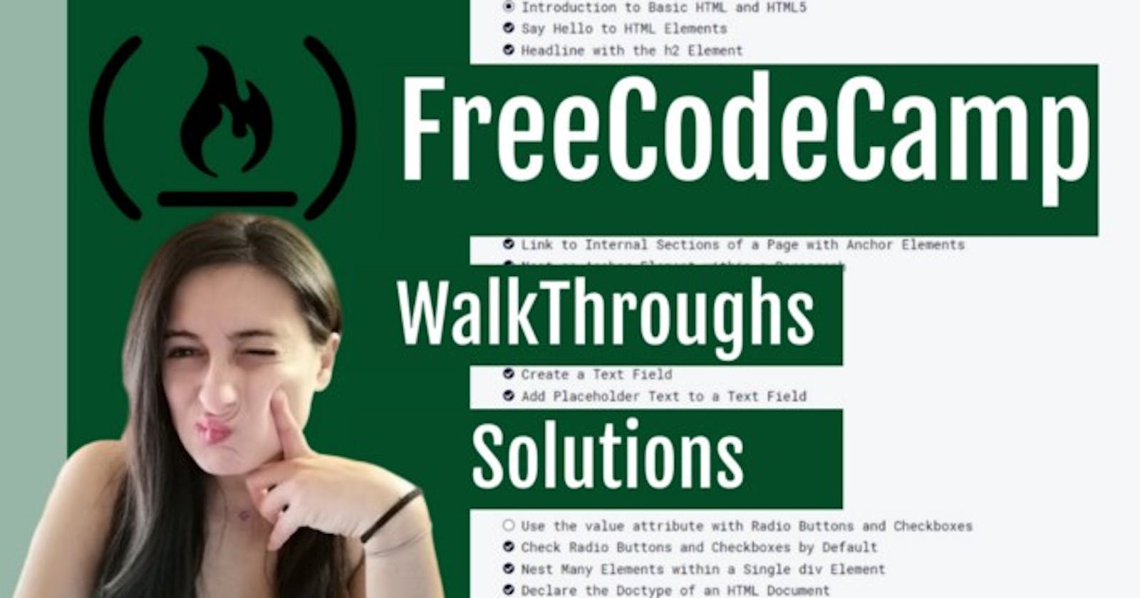 FreeCodeCamp: Walkthroughs & Solutions (31 videos) 💪>7hours of content 🤓