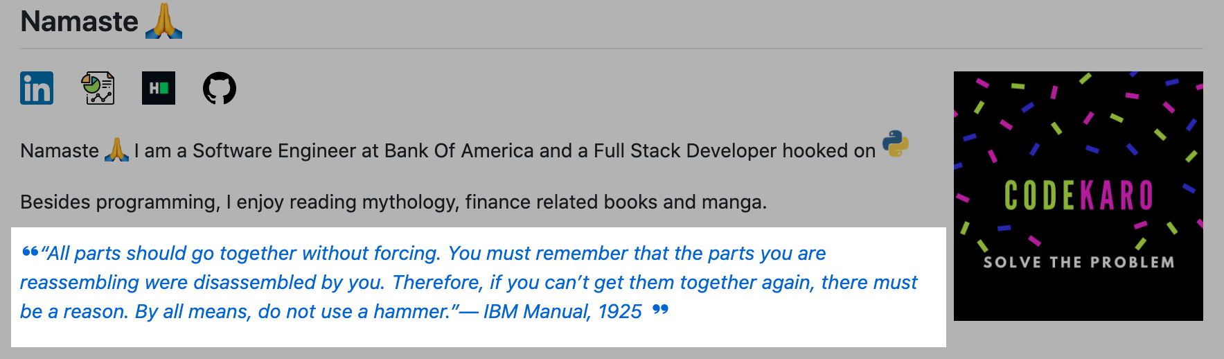 Qoute README Result