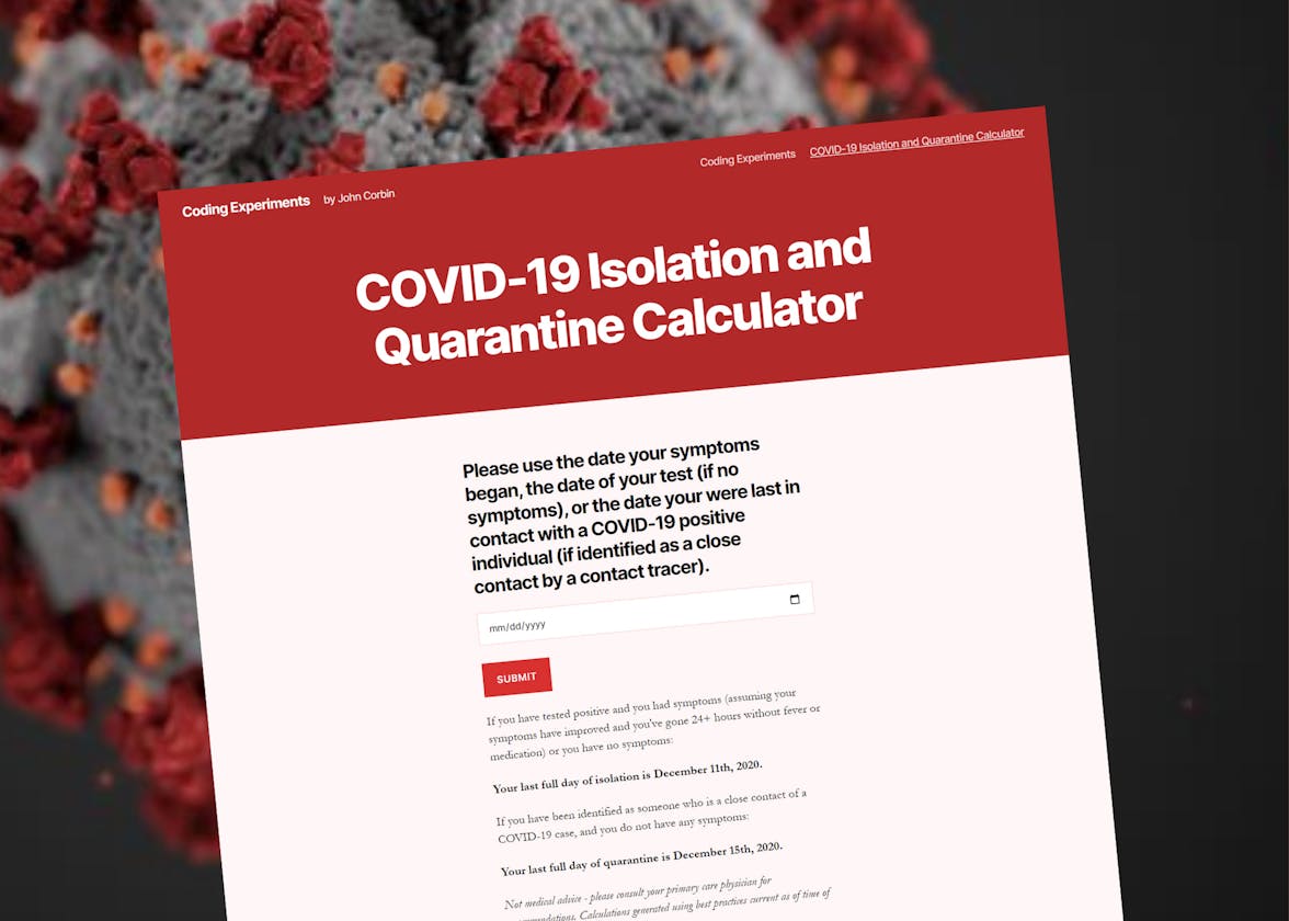 DIY WordPress Plugin Tutorial - COVID-19 Isolation and Quarantine Calculator