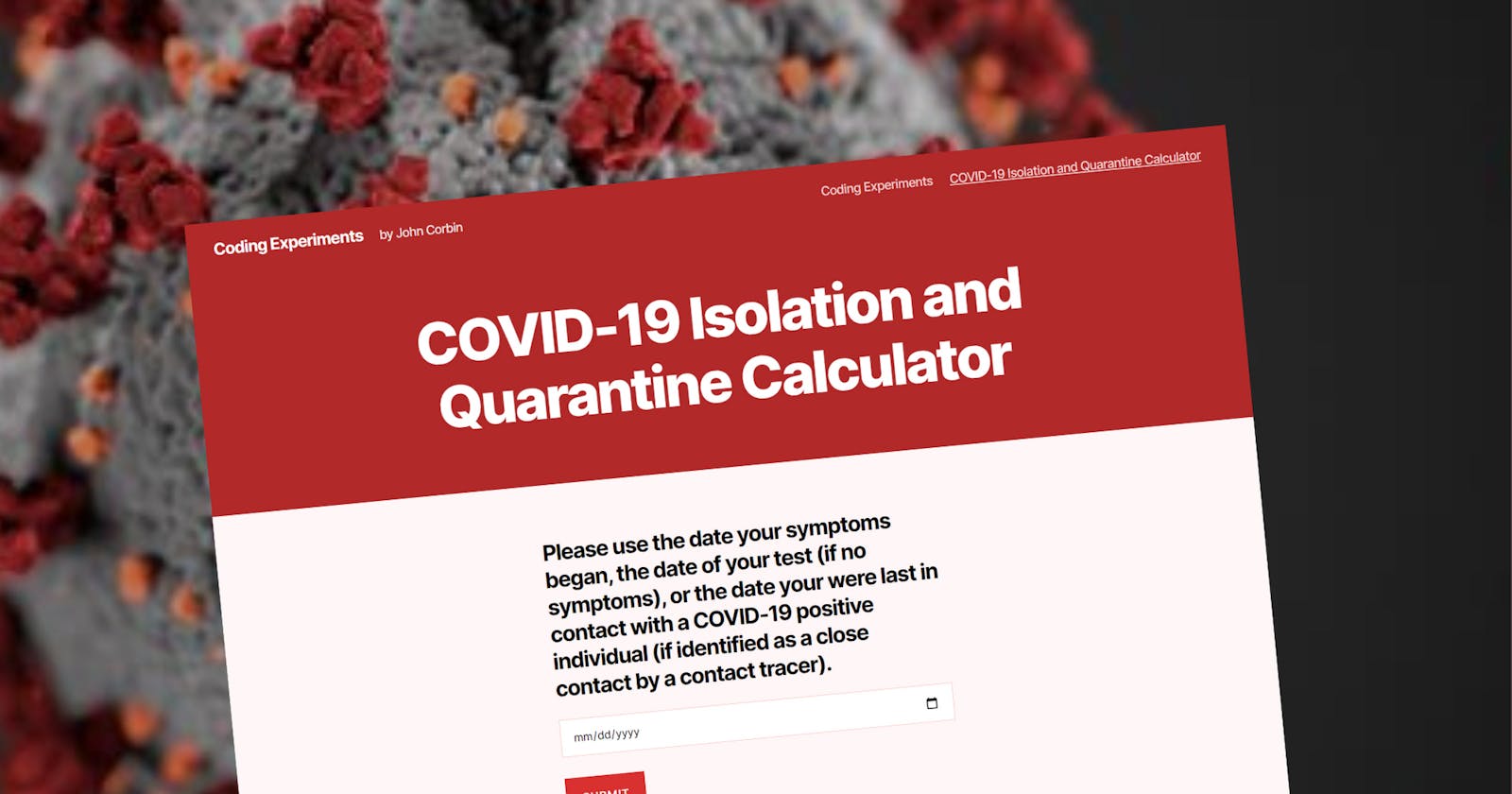 DIY WordPress Plugin Tutorial - COVID-19 Isolation and Quarantine Calculator