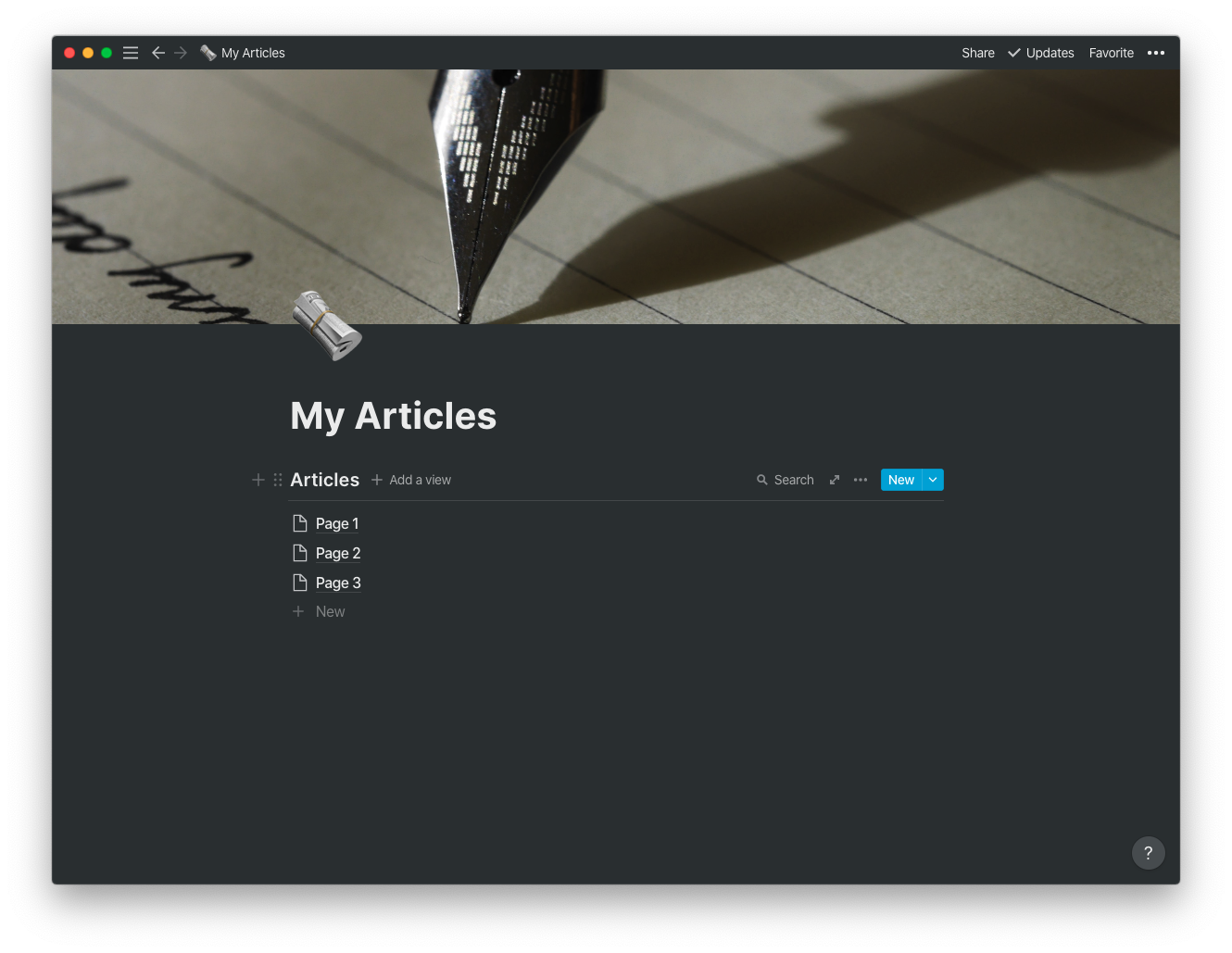 Articles List with Toolbar