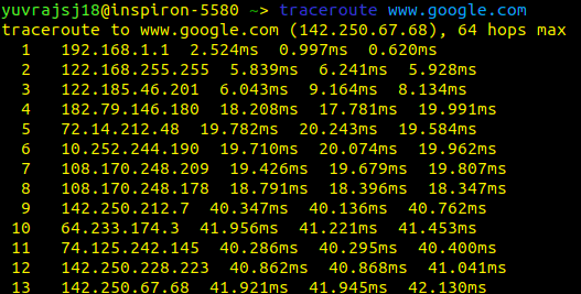 traceroute to www.google.com