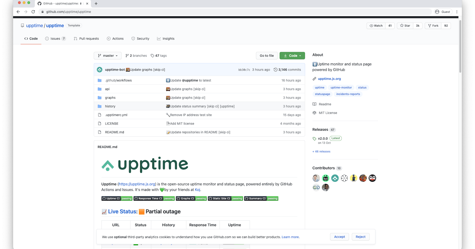 Monitor your website's uptime and present results on a status page with GitHub Actions.