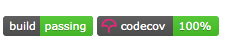 Build Passing badge and 100% code coverage