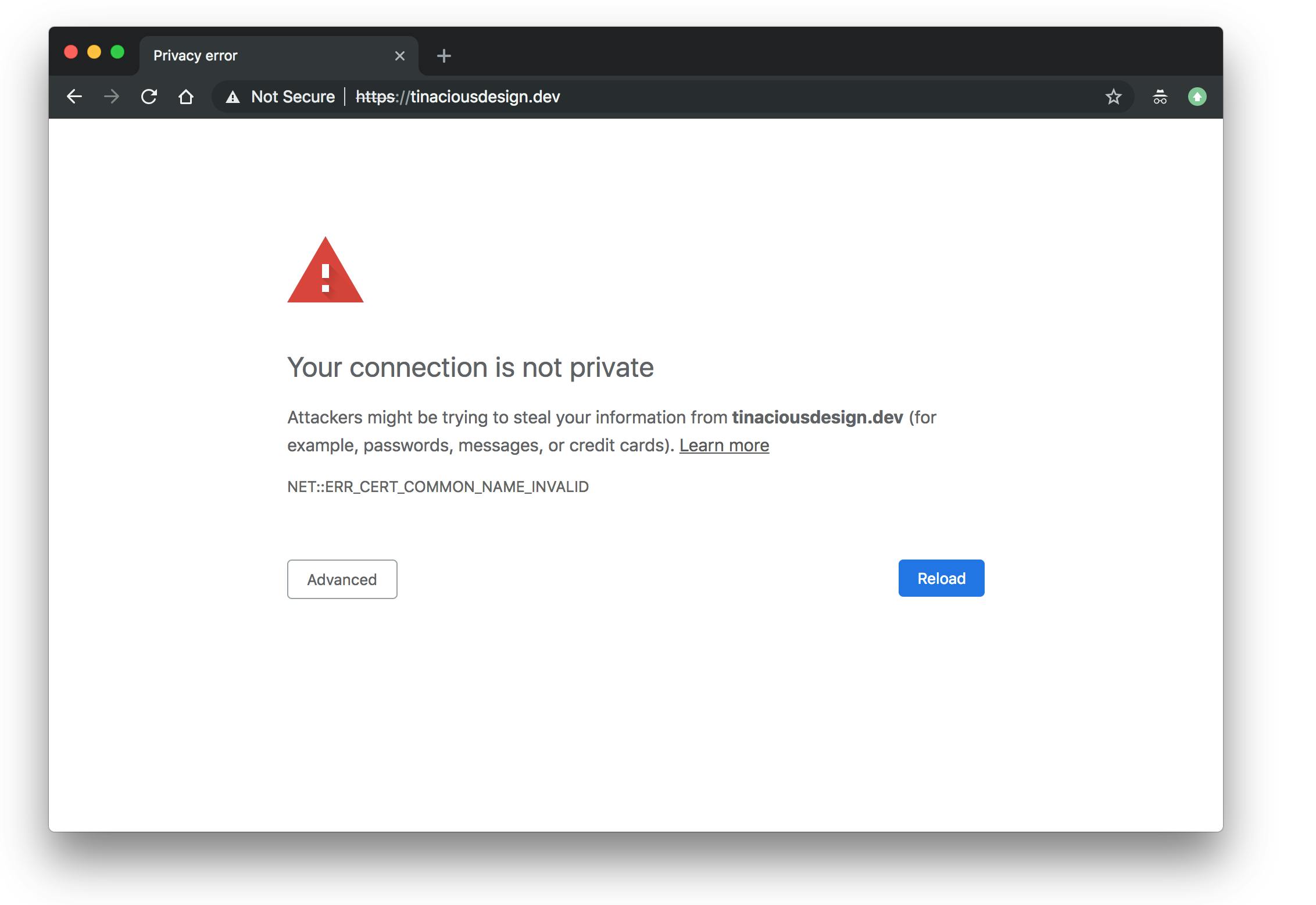 Chrome warns that the common name is invalid with NET::ERR_CERT_COMMON_NAME_INVALID