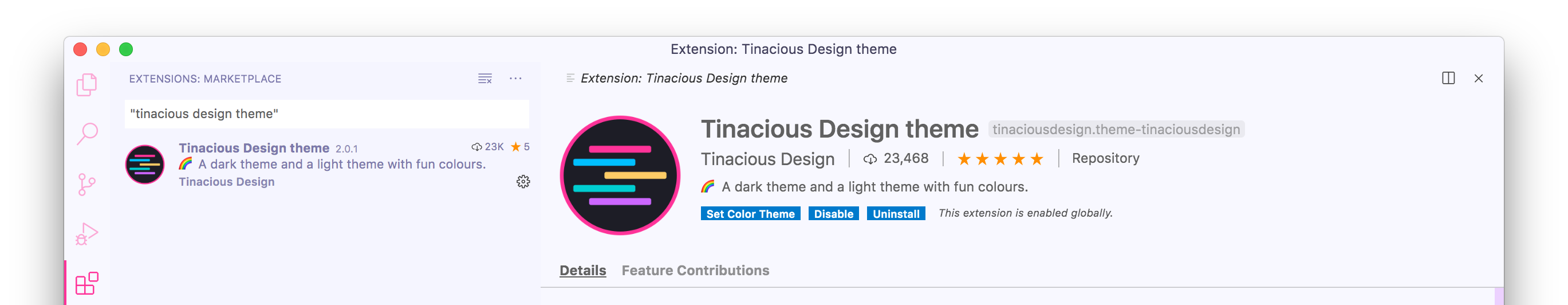 Tinacious Design Light theme