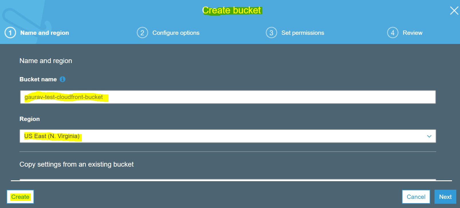 Create a S3 Bucket