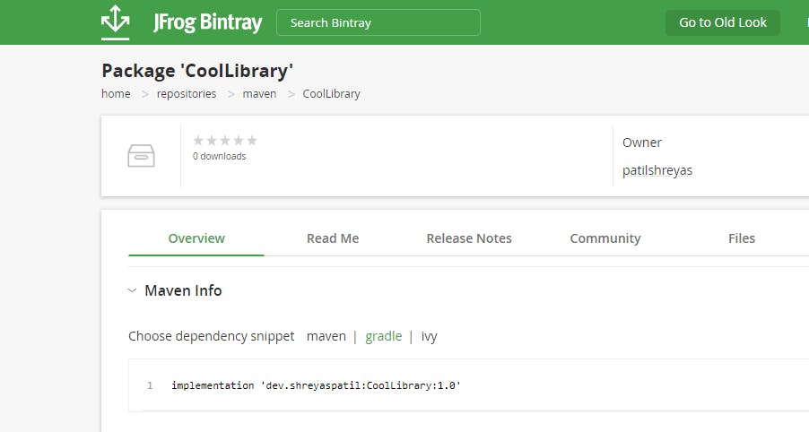 Your package details on Bintray