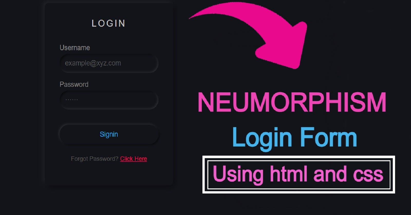 Dark Neumorphism login form using HTML and CSS