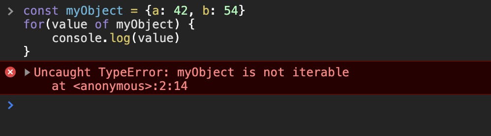 It throws an error that the object is not iterable