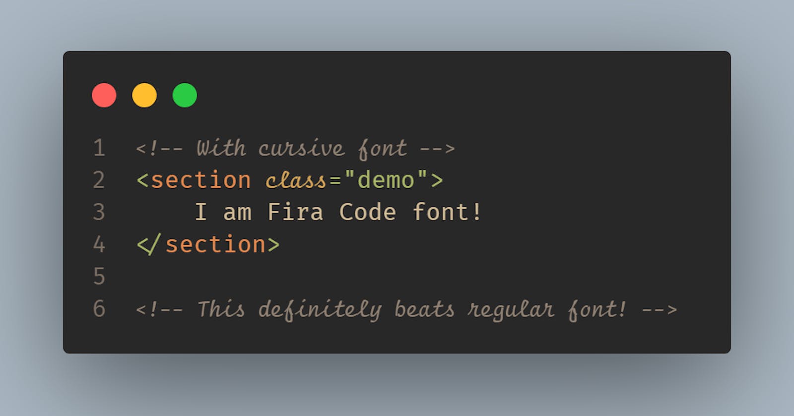 How to Add Cursive Fonts using Fira Code to VS Code