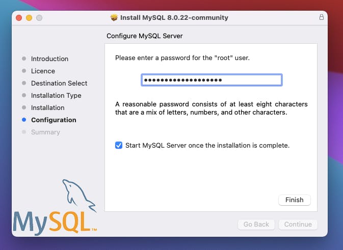 MySQL set password