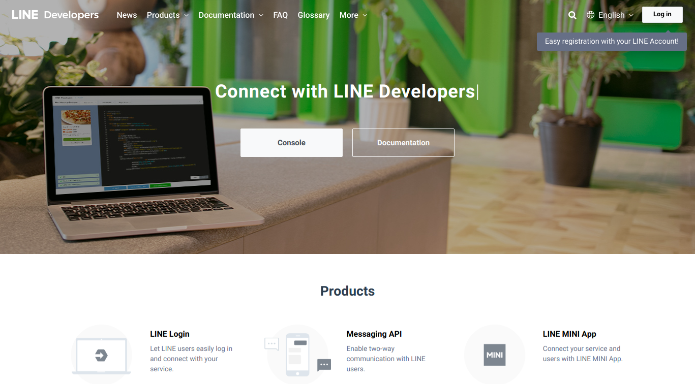 Line Developers Console Website
