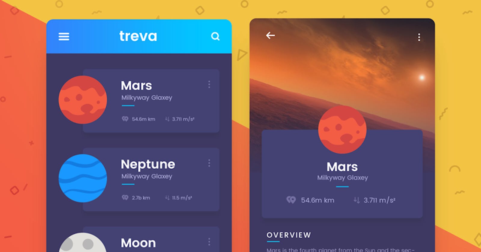 Planets App UI design using React Native.