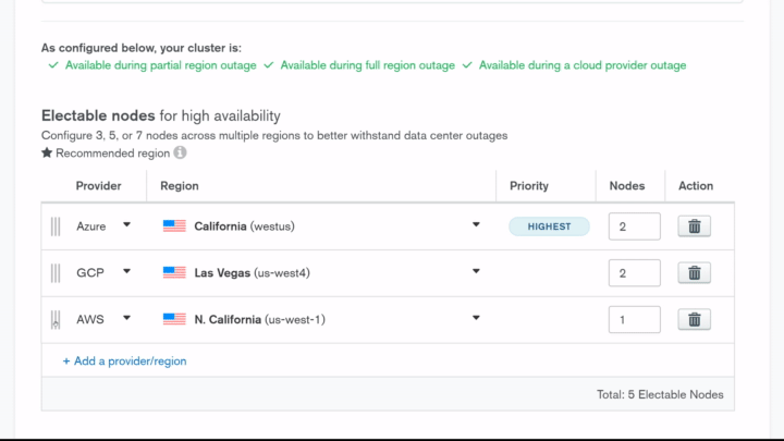 Gif showing how to reorder region priorities by dragging and dropping rows in the table.
