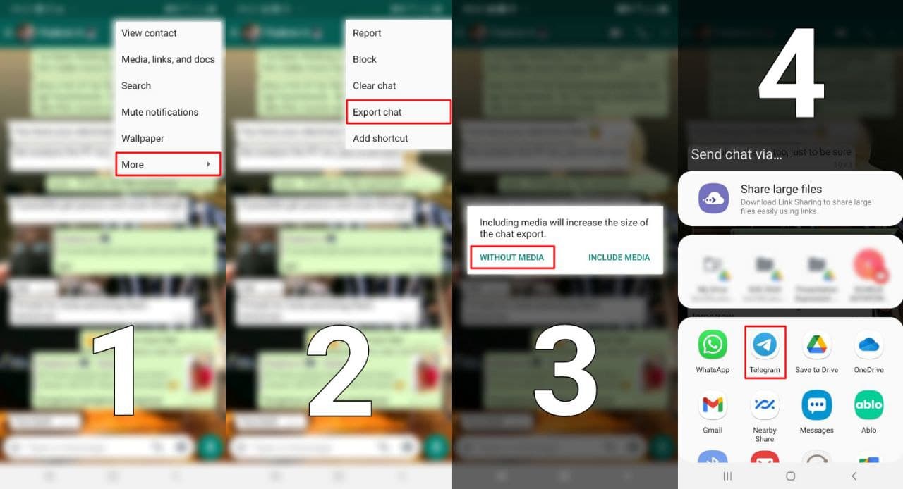 Steps to export WhatsApp chat